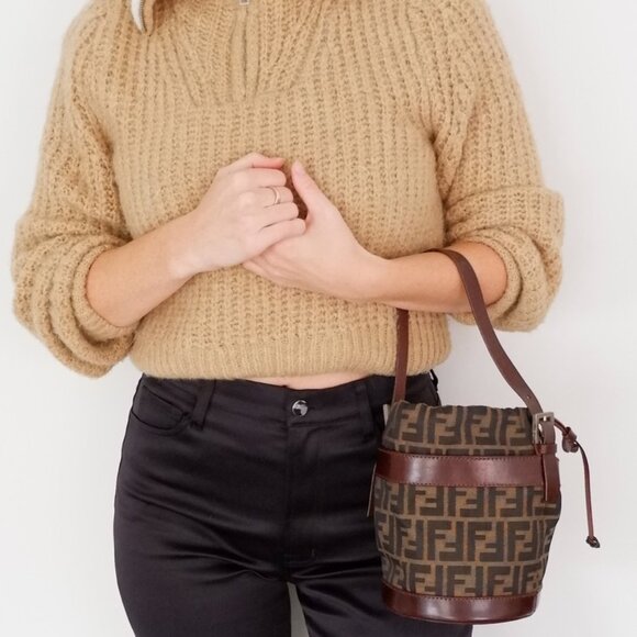 Authentic Preowned Vintage Fendi Brown Zucca Bucket Handbag - Picture 15 of 16